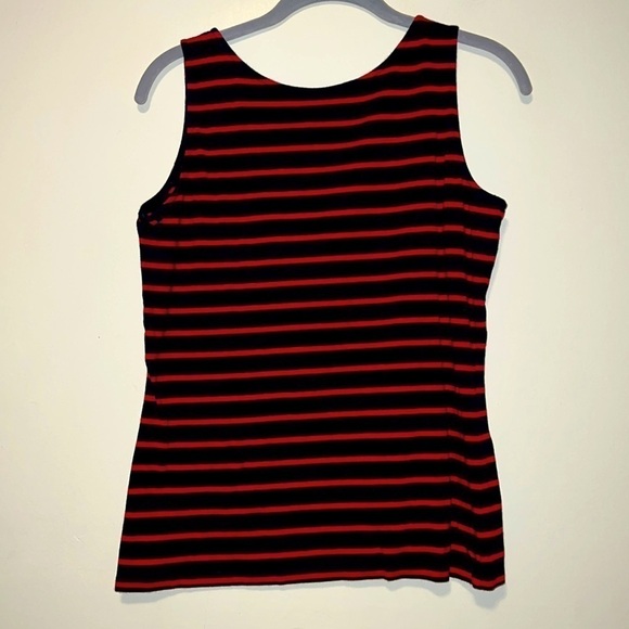 Women’s Talbots soft stretchy black red striped tank top shirt sz S - Picture 4 of 5